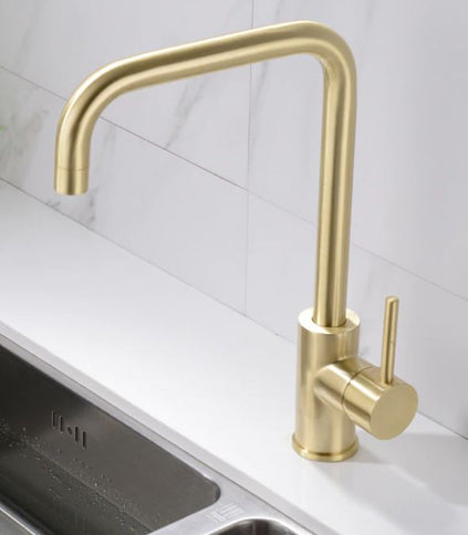 Brushed Gold Minimal High Arc Mixer #201848