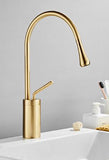 Brushed Gold Teardrop Short Basin Mixer #201827