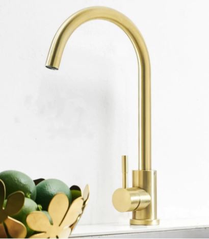Brushed Gold Minimal Round Arc Mixer #201849