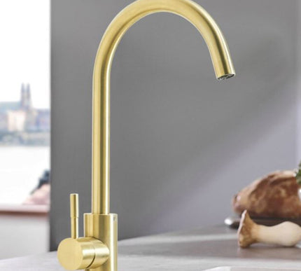 Brushed Gold Minimal Round Arc Mixer #201849