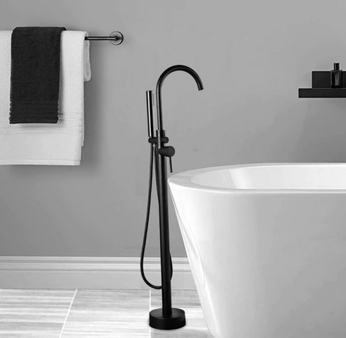 Matt Black Modern Freestanding Bath Mixer #1713
