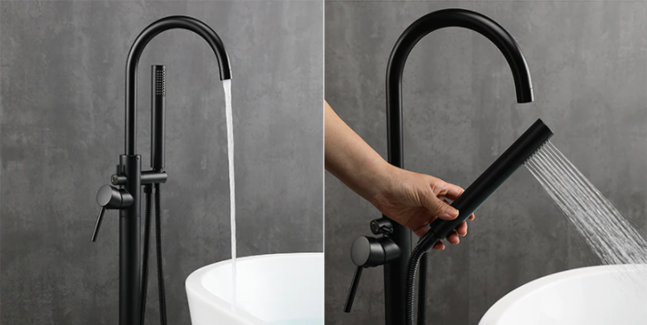 Matt Black Modern Freestanding Bath Mixer #1713