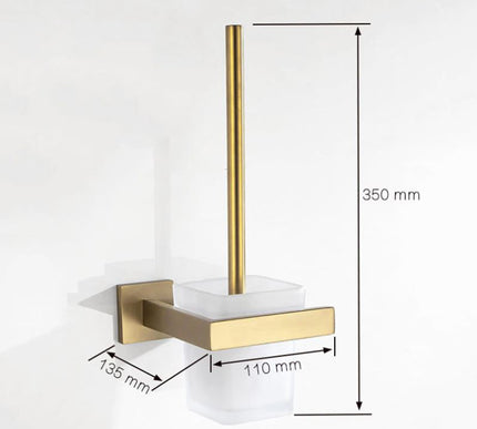 Brushed Gold Angular Toilet Brush Holder #201847