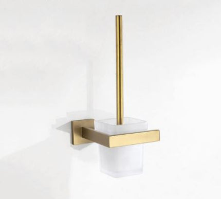 Brushed Gold Angular Toilet Brush Holder #201847