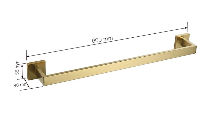Brushed Gold Angular Single Towel Rail 201846 TIC Bathrooms
