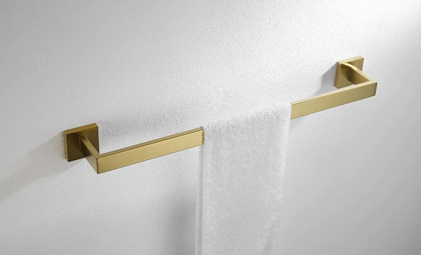 Brushed Gold Angular Single Towel Rail 201846 TIC Bathrooms