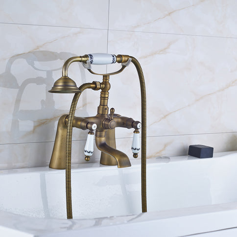 Brass Bath Mixer Ceramic Handles & Telephone Hand Shower #201744