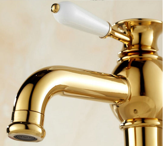 Gold Basin Mixer with Ceramic Handle #201779