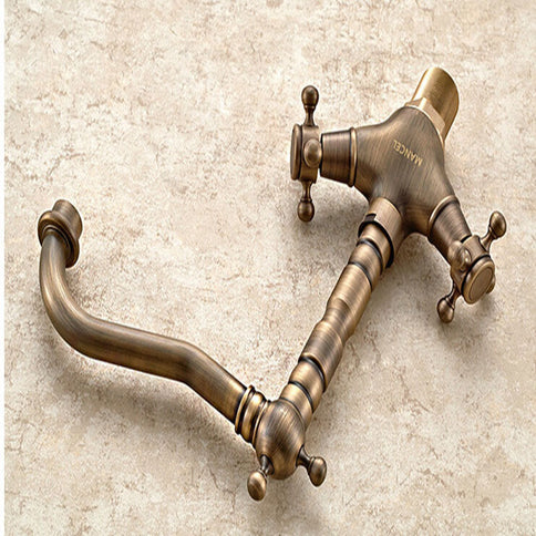 Classic Antique Brass Basin Mixer Short #20177