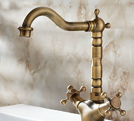 Classic Antique Brass Basin Mixer Short #20177