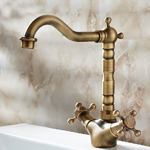 Classic Antique Brass Basin Mixer Short #20177