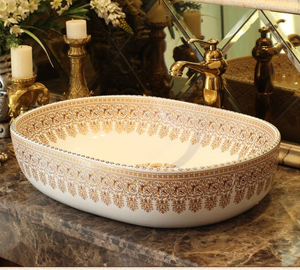Ornamental Ceramic Oval Basin #201763