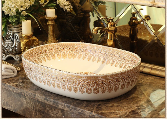 Ornamental Ceramic Oval Basin #201763