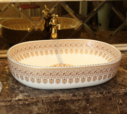 Ornamental Ceramic Oval Basin #201763