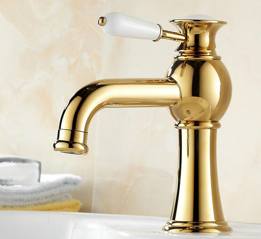 Gold Basin Mixer with Ceramic Handle #201779