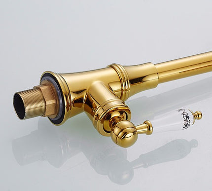 Gold Kitchen Mixer with Floral Ceramic Handel #201777