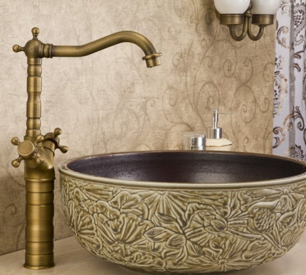 Classic Antique Brass Tall Basin Mixer  #201745