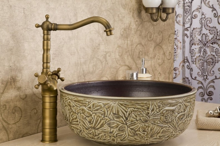 Classic Antique Brass Tall Basin Mixer  #201745