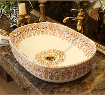 Ornamental Ceramic Oval Basin #201763