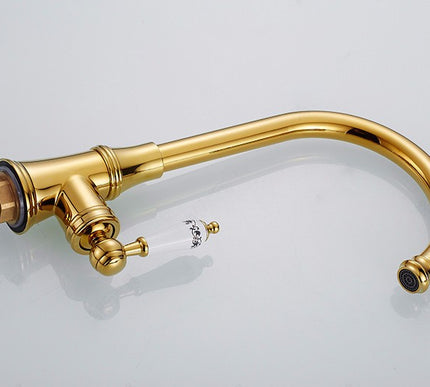 Gold Kitchen Mixer with Floral Ceramic Handel #201777