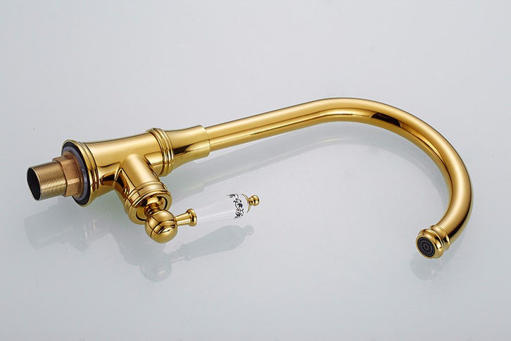 Gold Kitchen Mixer with Floral Ceramic Handel #201777