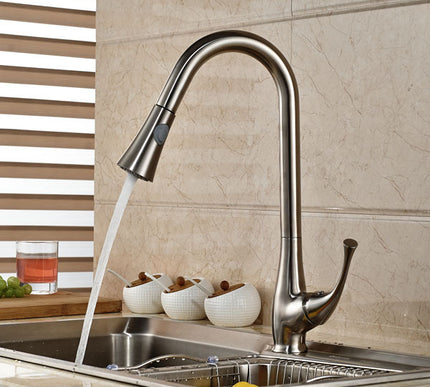 Brushed Nickel Contemporary Dual Sprayer Kitchen Mixer #201724