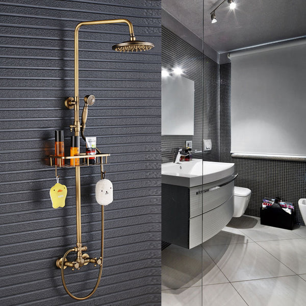 Antique Brass Wall Mounted Shower 201717 TIC Bathrooms