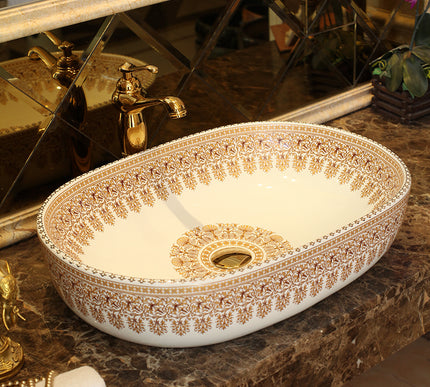 Ornamental Ceramic Oval Basin #201763