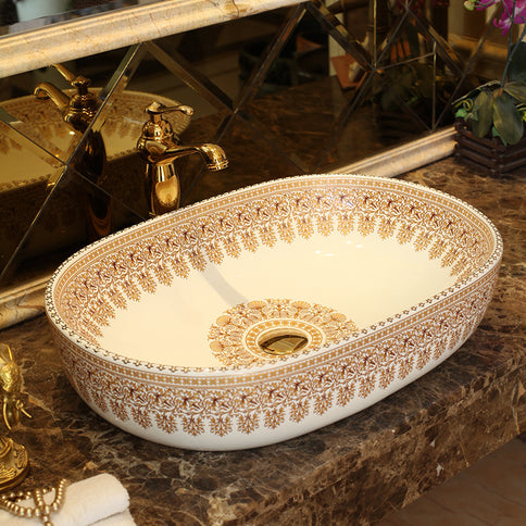 Ornamental Ceramic Oval Basin #201763