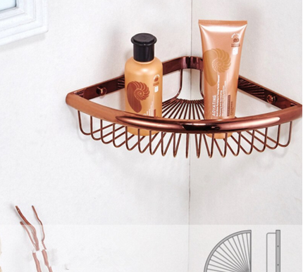 Rose Gold Modern Bathroom Corner Shelf #201922