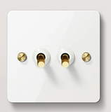 Bastille White & Brass – Toggle Light Switch – 2 levers
