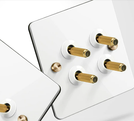 Bastille White & Brass Toggle Light Switch 4 levers
