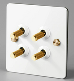 Bastille White & Brass Toggle Light Switch 4 levers