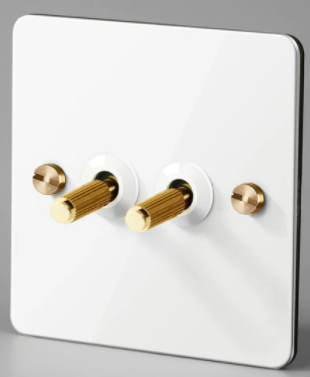 Bastille White & Brass – Toggle Light Switch – 2 levers