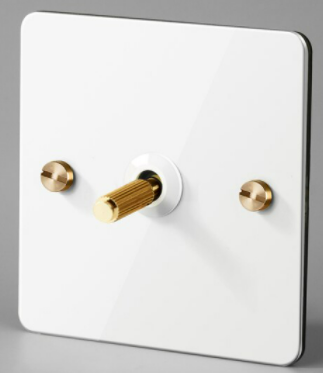 Bastille White & Brass Toggle Light Switch – 1 lever