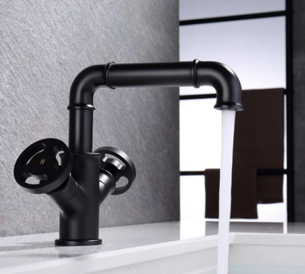 Steampunk Matt Black Basin Mixer #20123