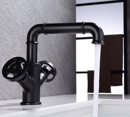 Steampunk Matt Black Basin Mixer #20123