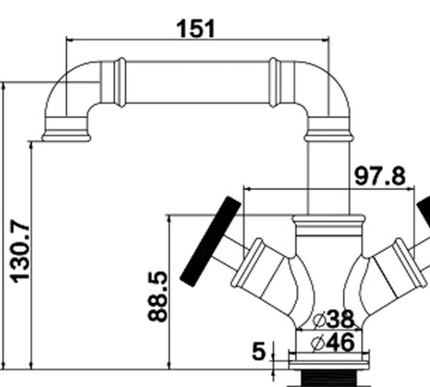 Steampunk Matt Black Basin Mixer #20123