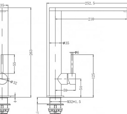 Brushed Gold Modern Pillar Mixer #20125