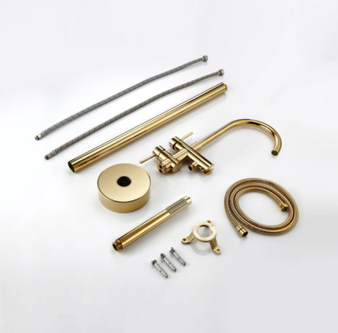 Polished Gold Freestanding Bath Mixer #201444