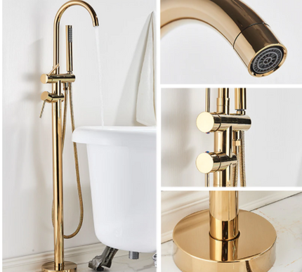 Polished Gold Freestanding Bath Mixer #201444