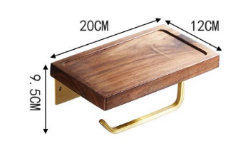 Brushed Gold Wooden Toilet Roll Holder #20232