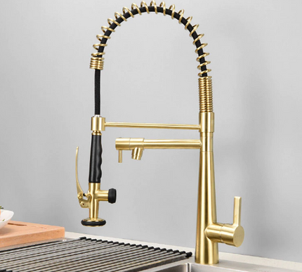 Brushed Gold Spring Kitchen Mixer #20236