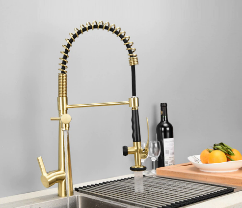 Brushed Gold Spring Kitchen Mixer #20236