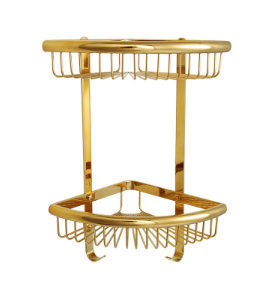 Shiny Gold Corner Storage Basket #20235