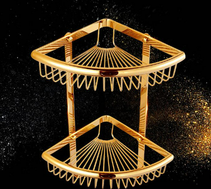 Shiny Gold Corner Storage Basket #20235