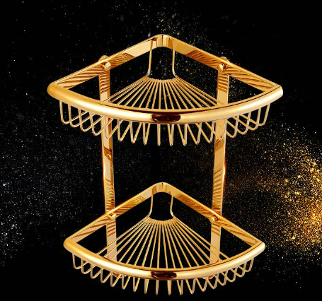 Shiny Gold Corner Storage Basket #20235