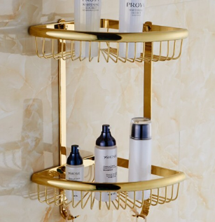 Shiny Gold Corner Storage Basket #20235