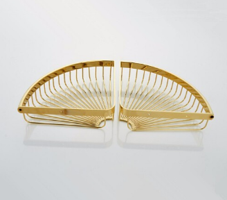 Shiny Gold Corner Storage Basket #20235