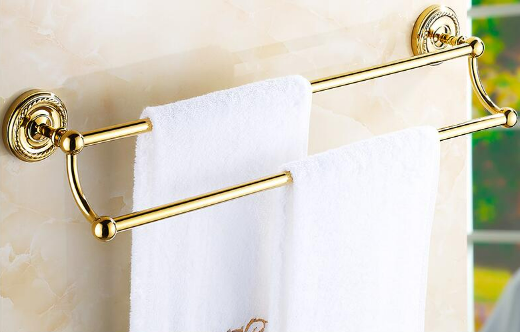 Shiny Gold Double Towel Rail #20238 – TIC Bathrooms